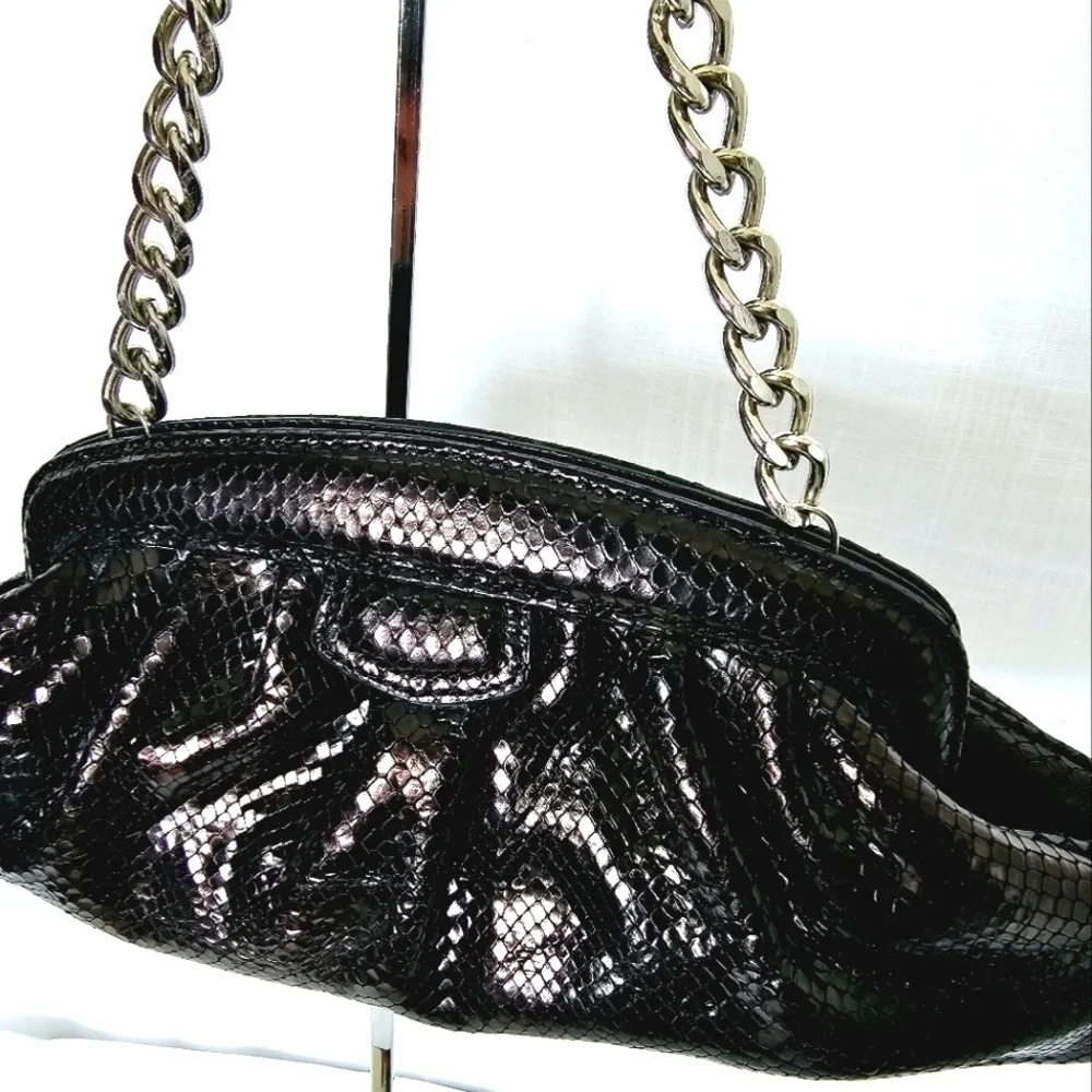 Banana republic Black/Bronze Litmus Color Leather Baguette Shoulder Bag